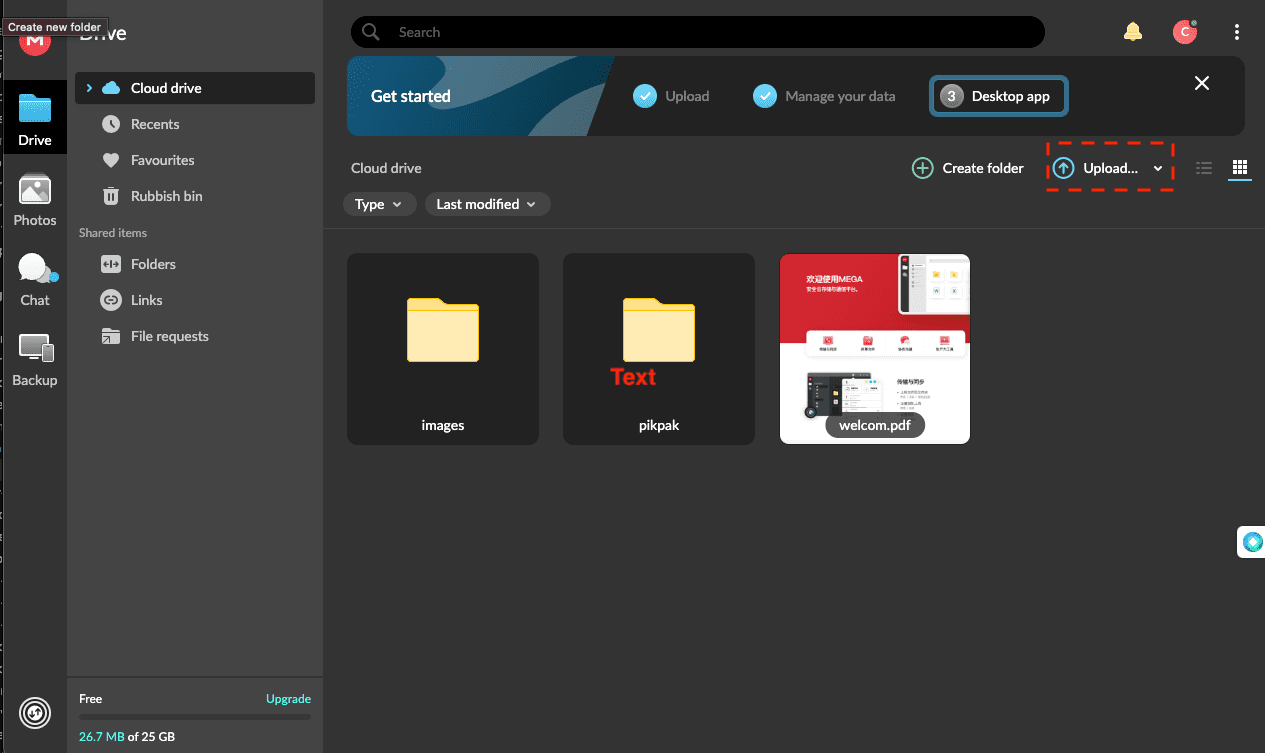 Step-by-Step File Transfer to Mega