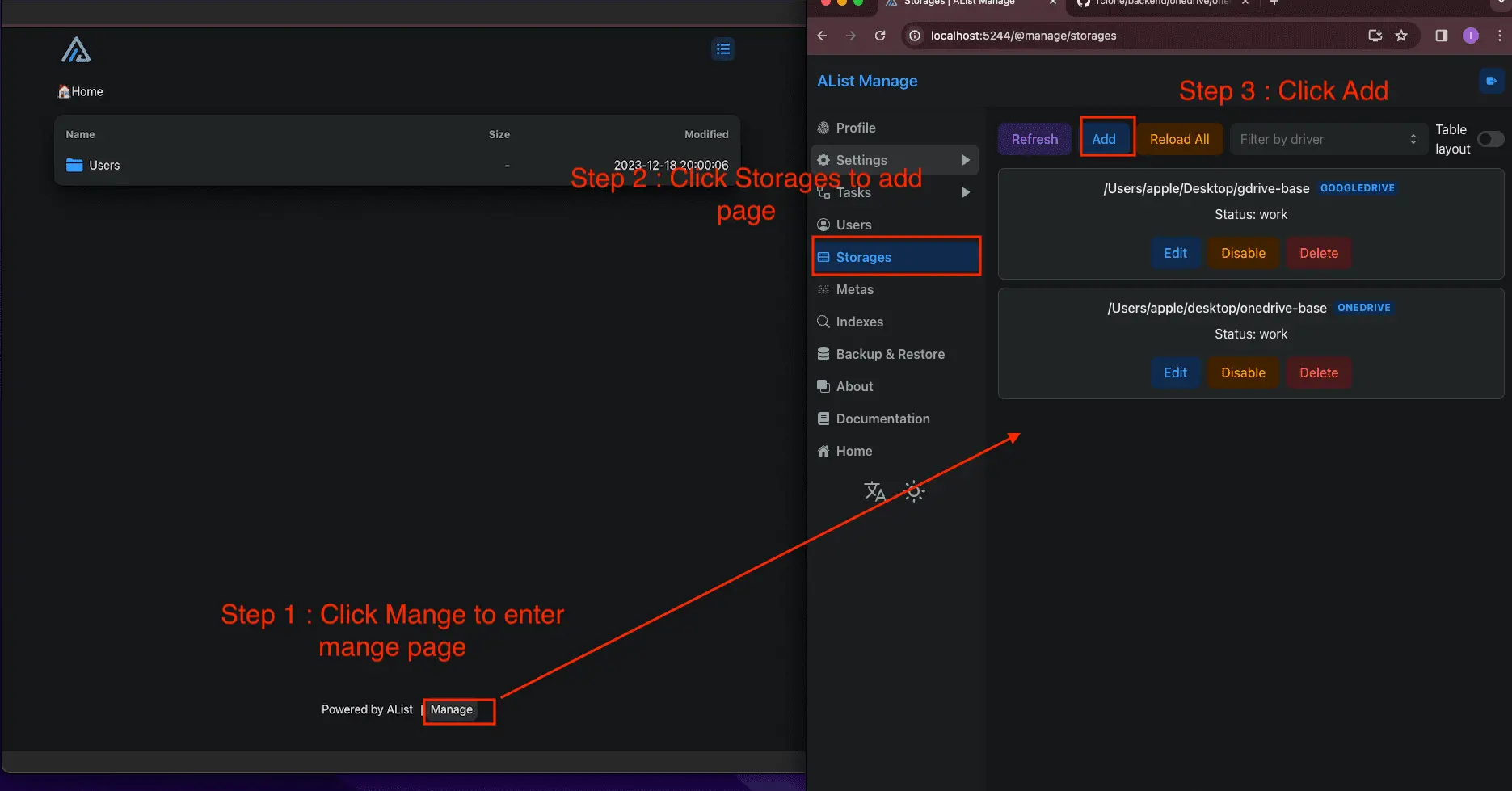 Alist add Google Drive storage