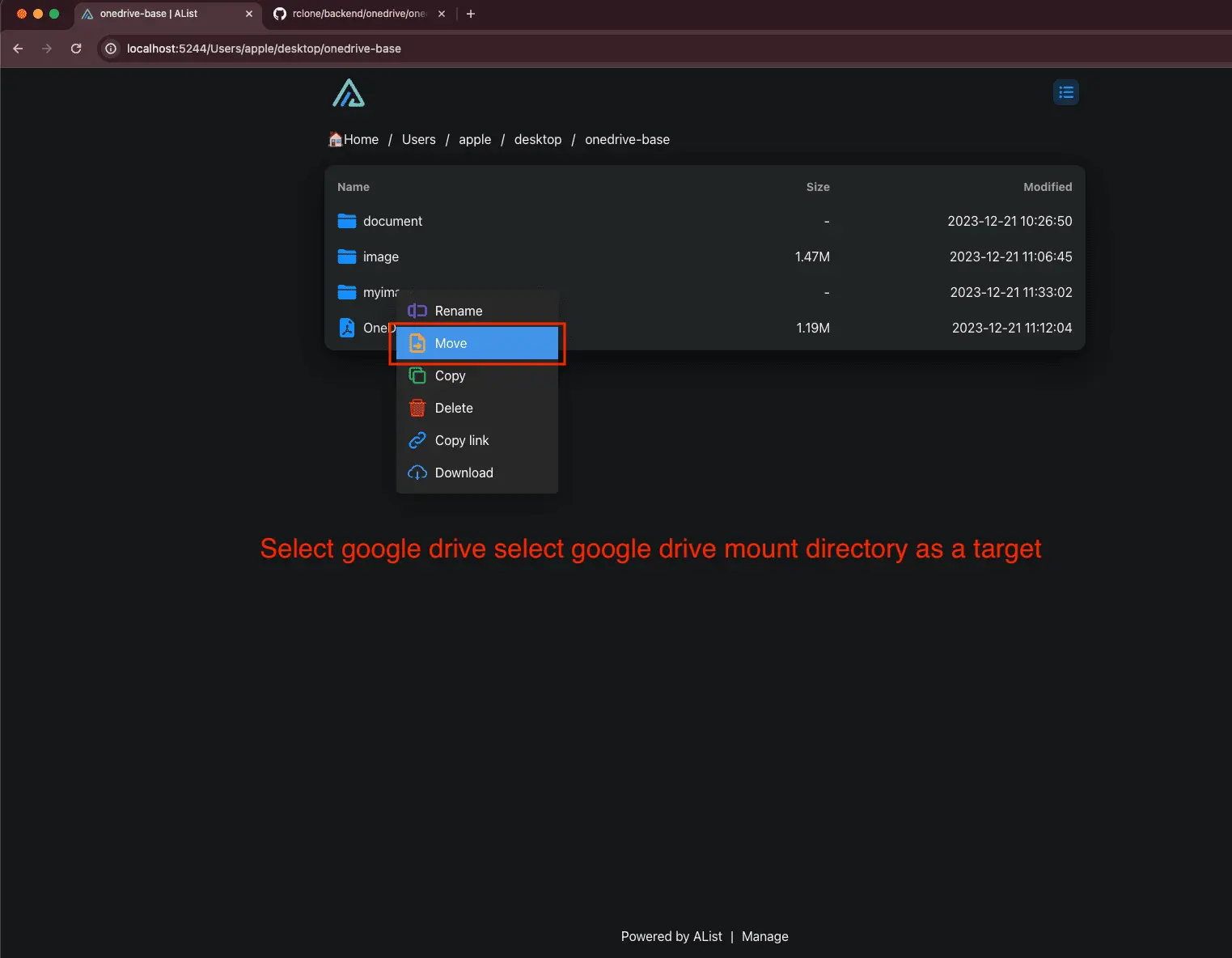 Alist file transfer interface