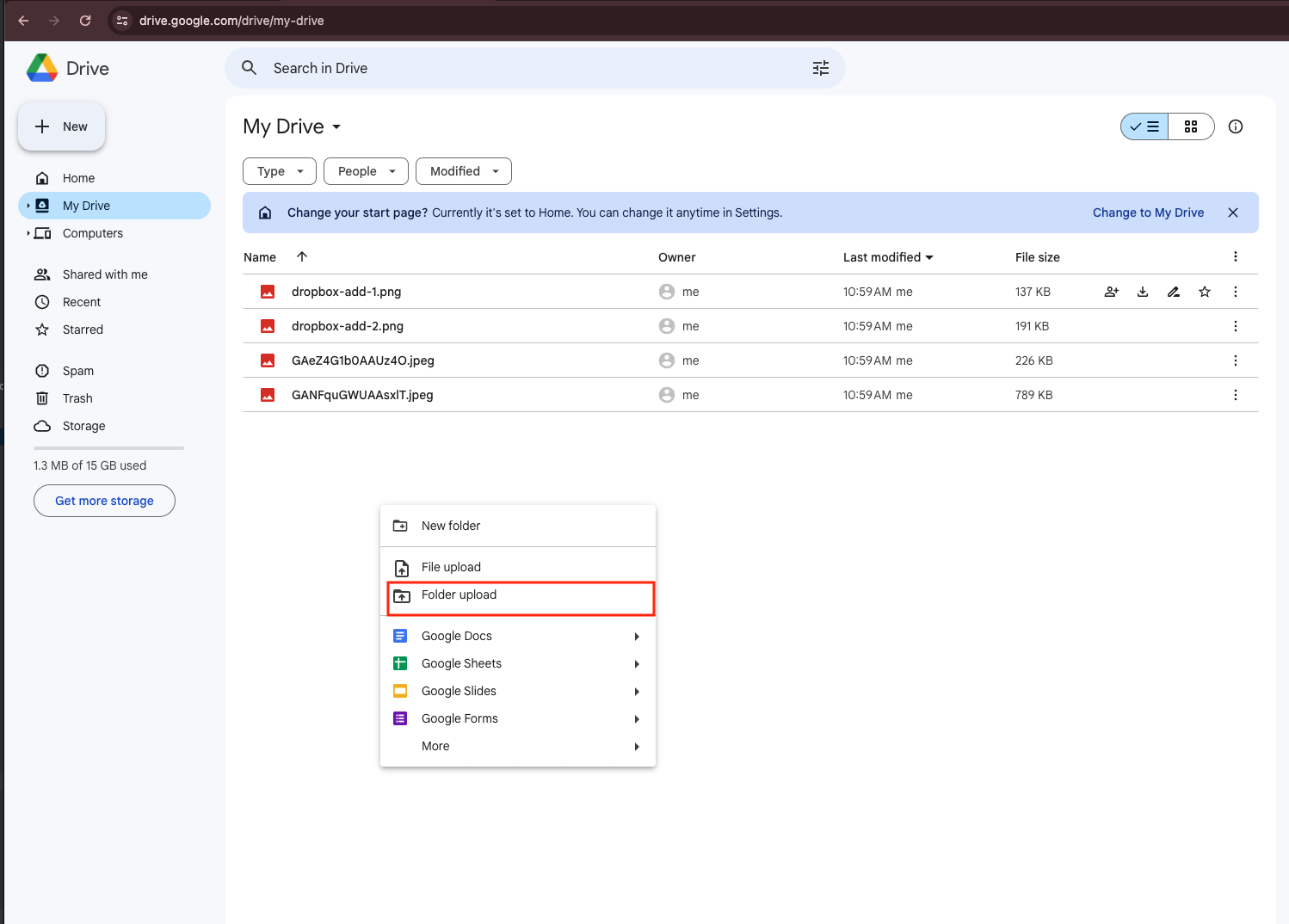 upload file to google drive