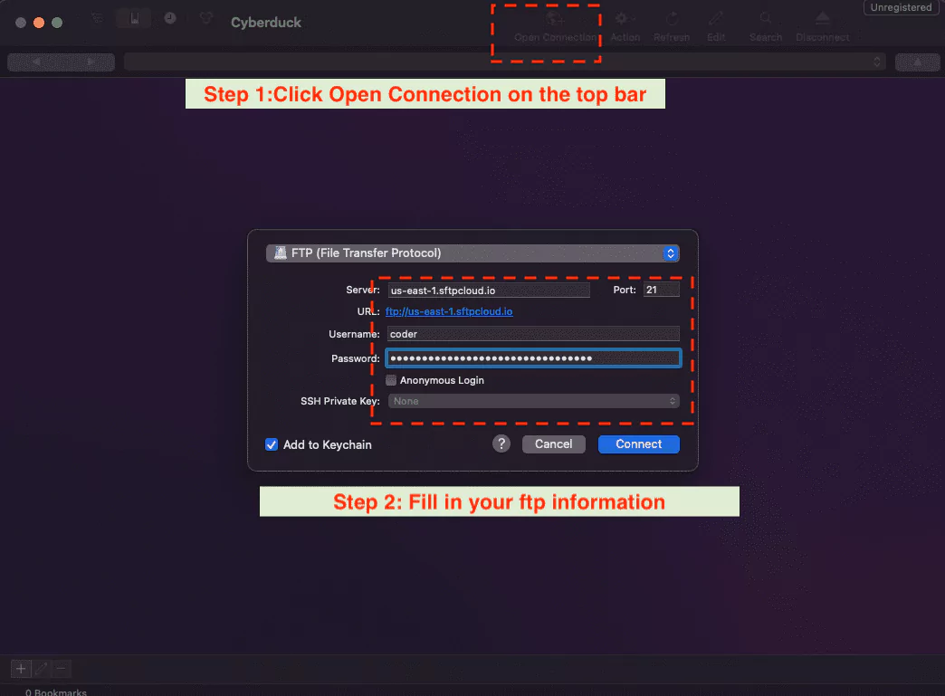 Configuring FTP/SFTP on Cyberduck