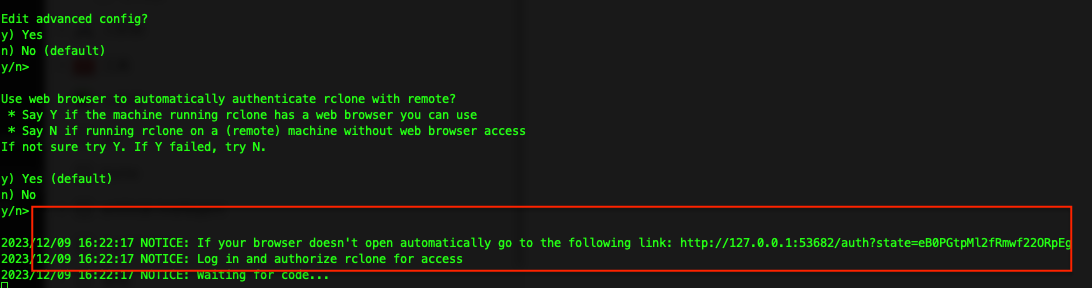 Configuring Google Drive with Rclone