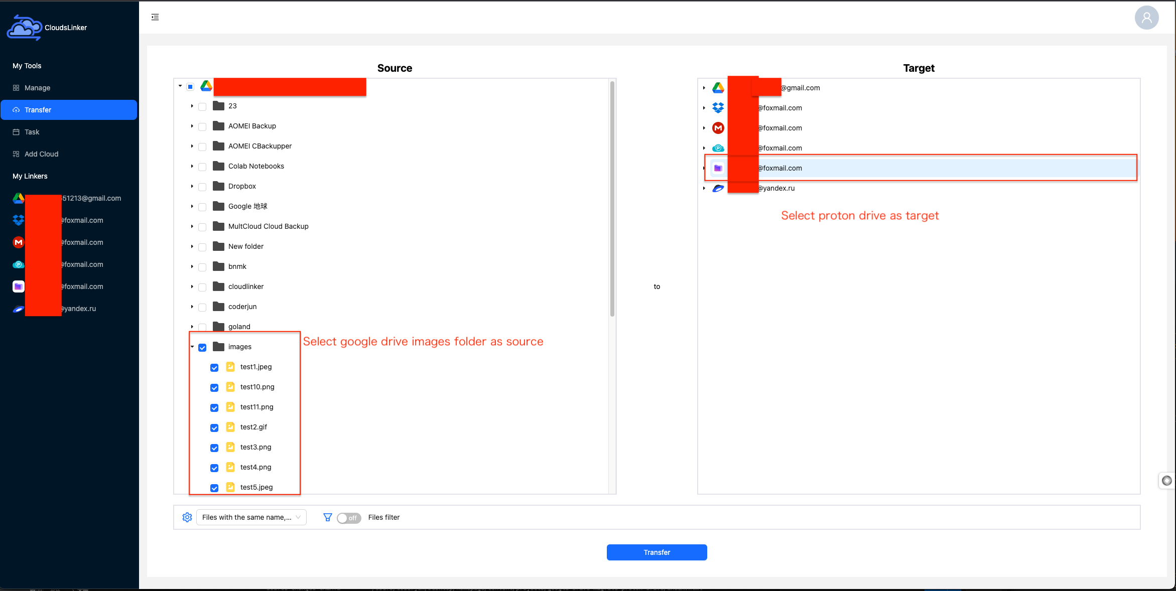 Configuring Transfer from Google Drive to Proton Drive