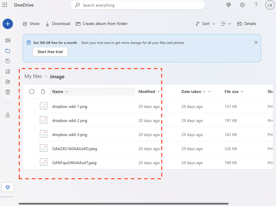 Confirmation of Successful File Transfer to OneDrive