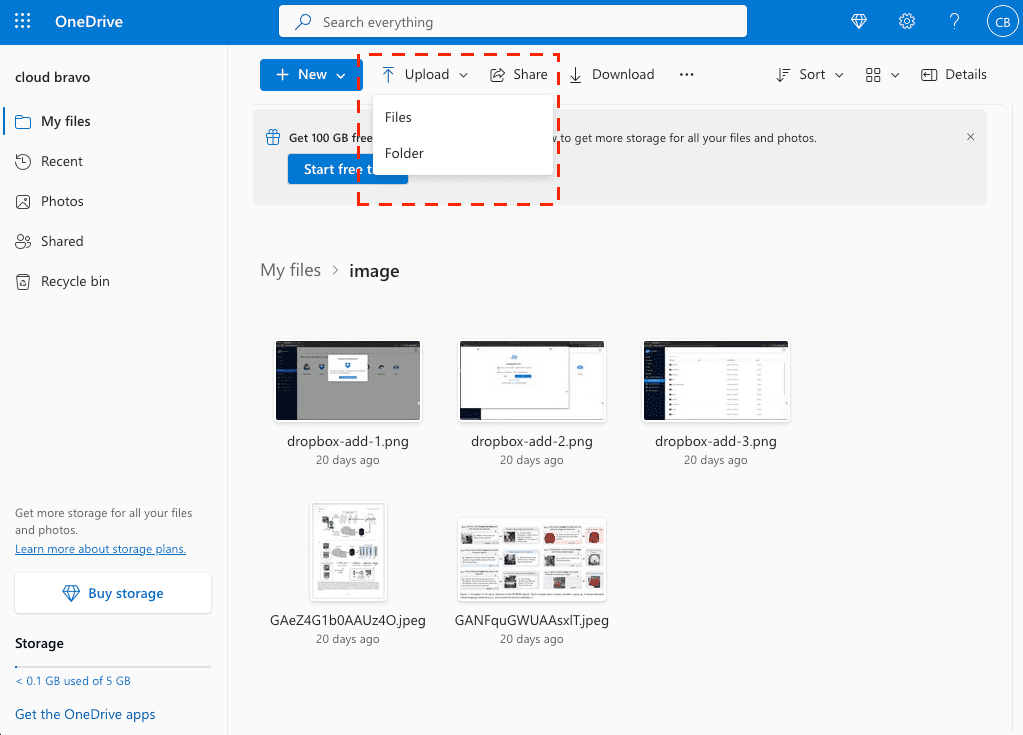 Uploading to OneDrive