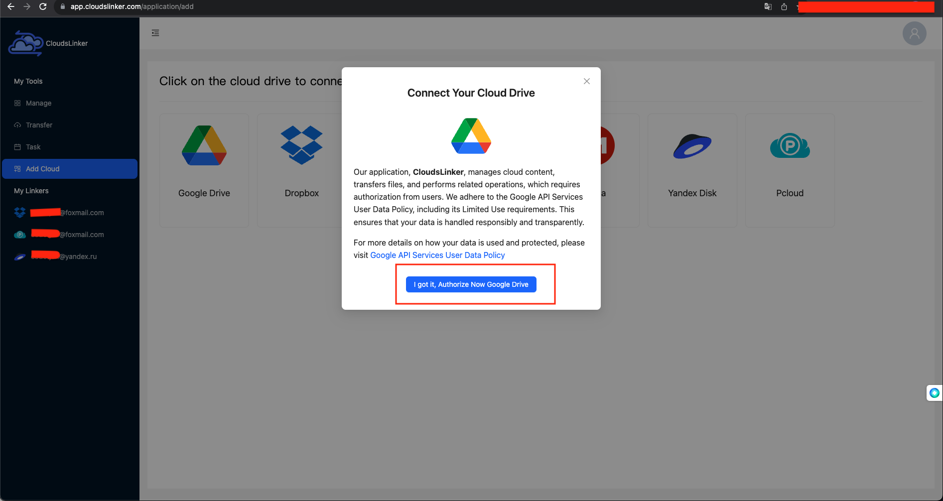 add google drive account