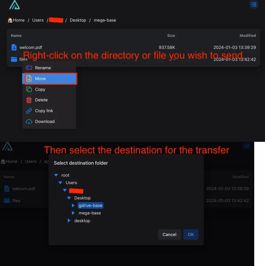 transfer files from mega to google drive