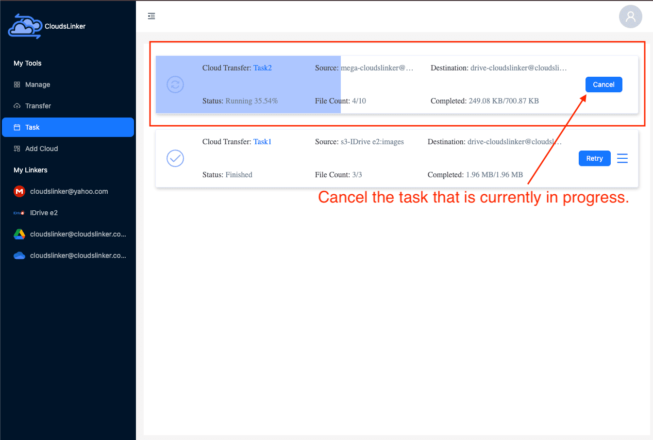 monitoring tasks in cloudslinker