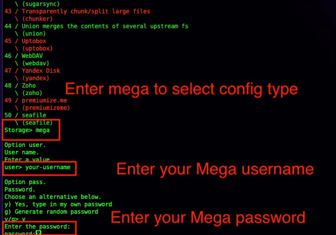 rclone configuration