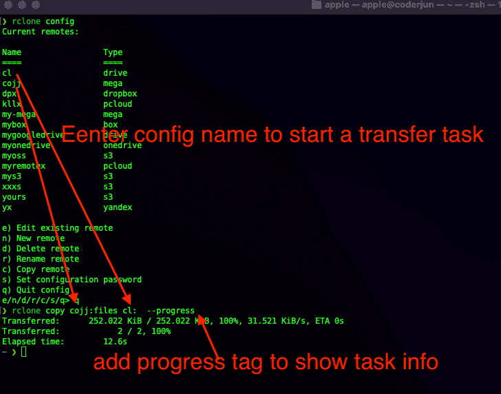 rclone transferring files