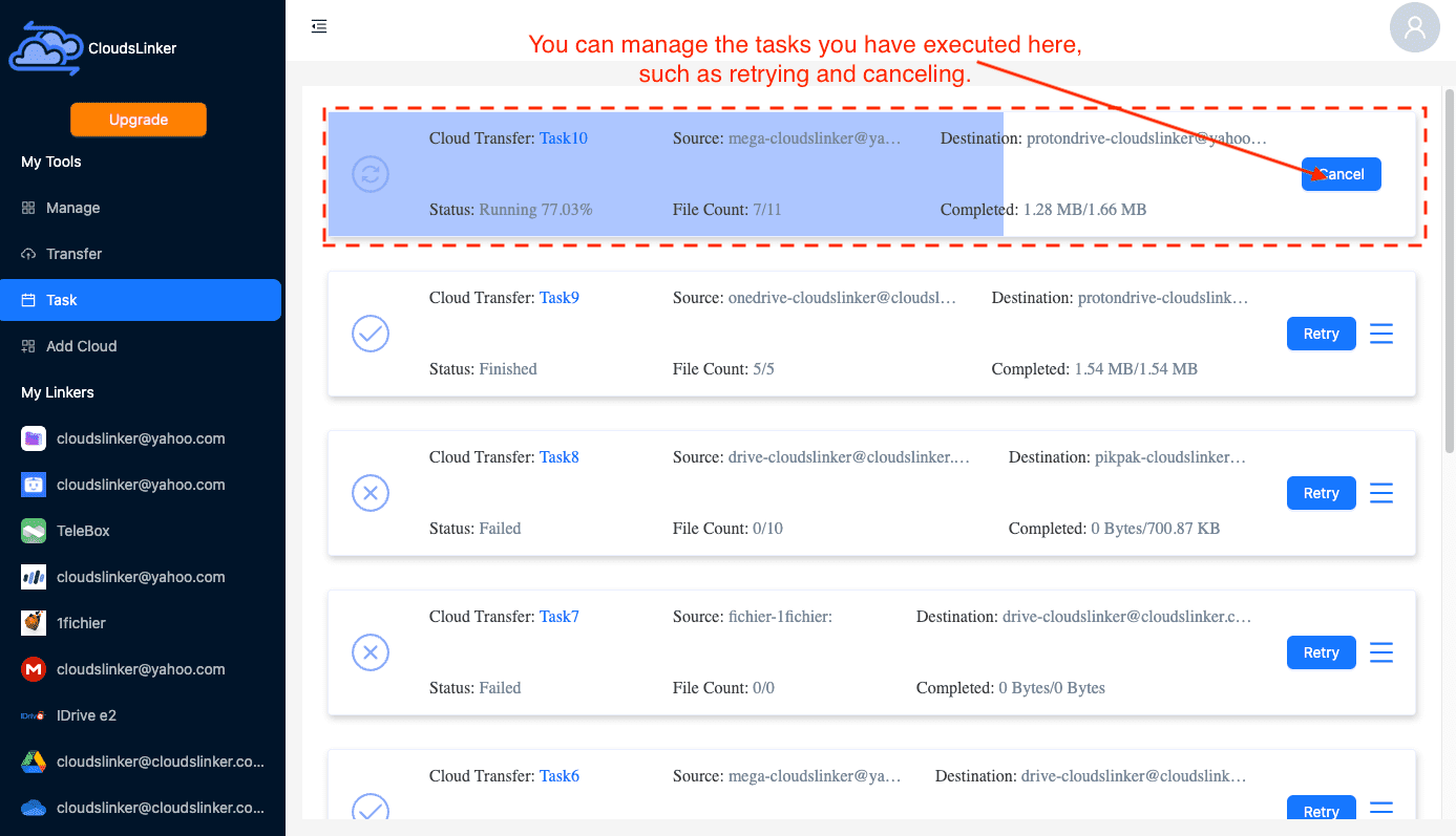 Tracking Transfer in CloudsLinker