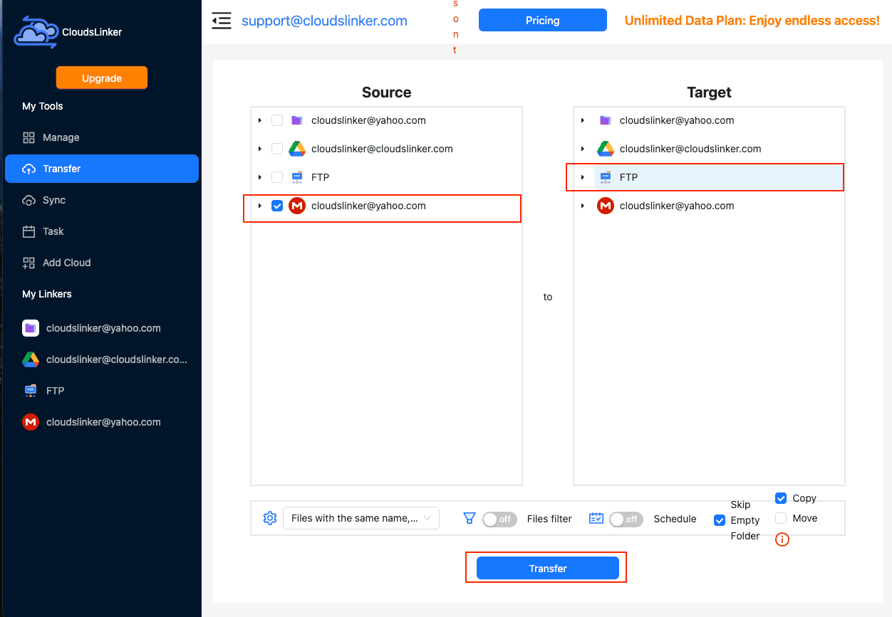 Configure MEGA to FTP Transfer