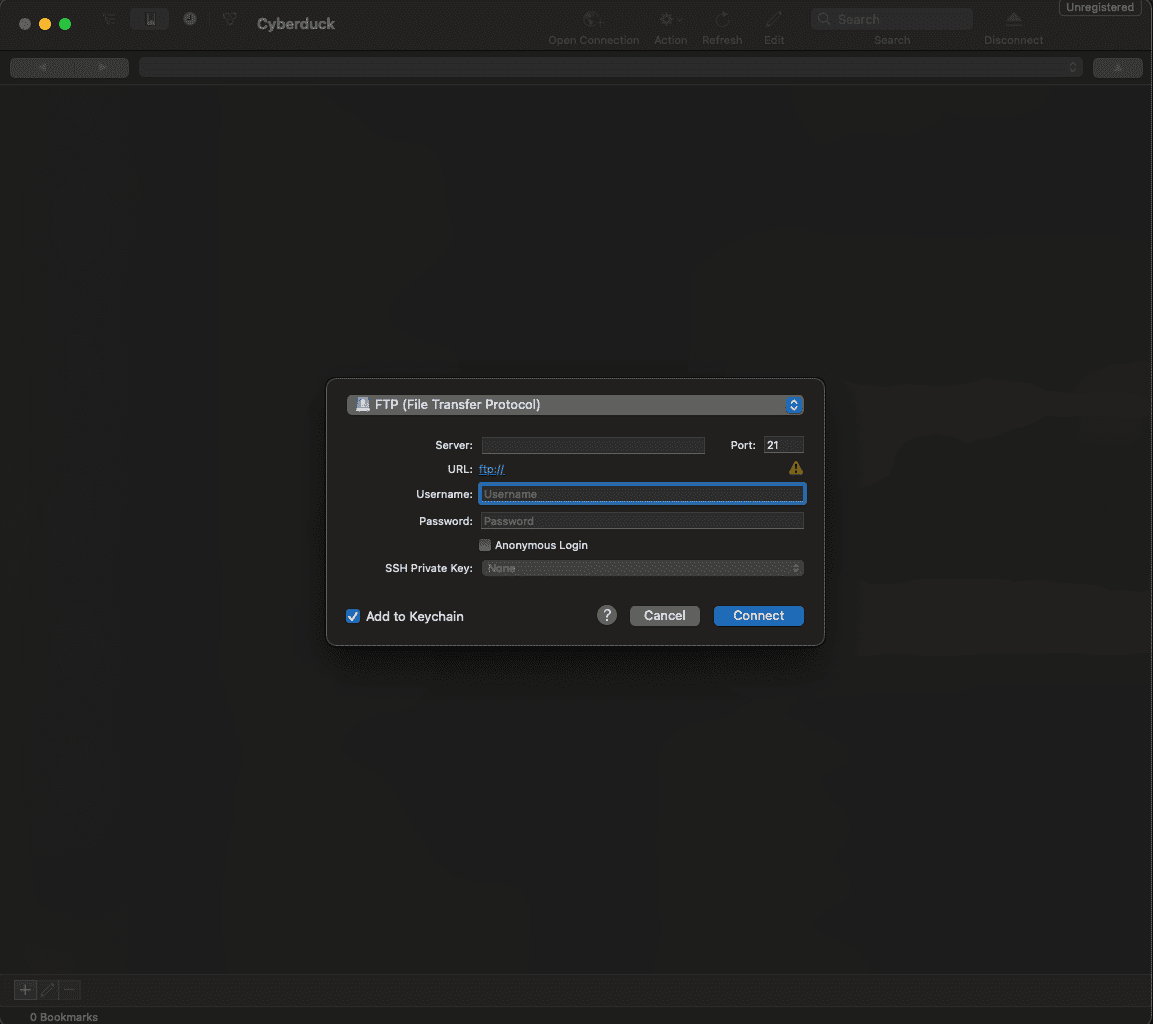 Uploading Files to FTP via Cyberduck